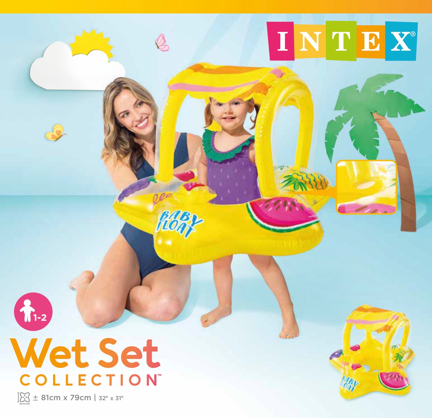 Flotador Inflable con Techo Intex Flotador Infantil Estrella para Bebés (81 x 79 cm) - 56573NP