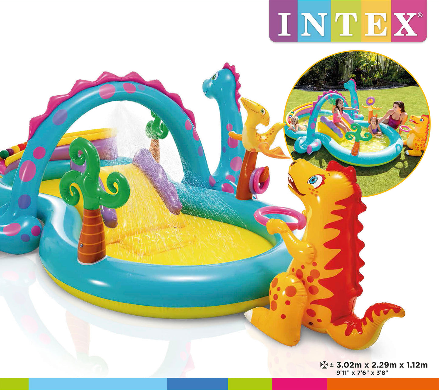 Centro de Juegos Inflable Intex Tierra de Dinosaurios con Tobogán para Niños (333 x 229 x 112 cm) - 57135NP