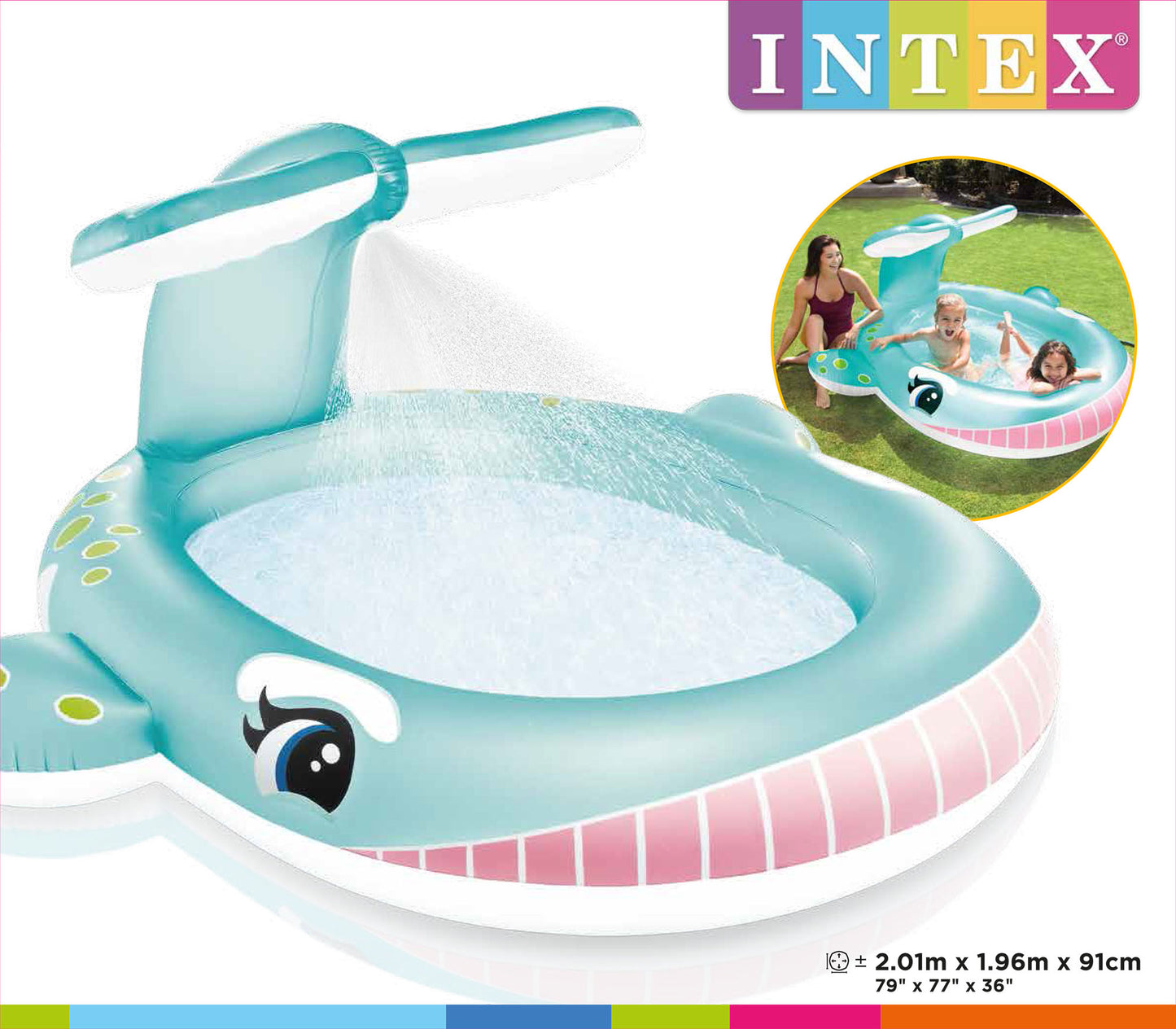 Piscina Inflable Intex Ballena Rociadora con Aspersor (201 x 196 x 91 cm) - 57440NP