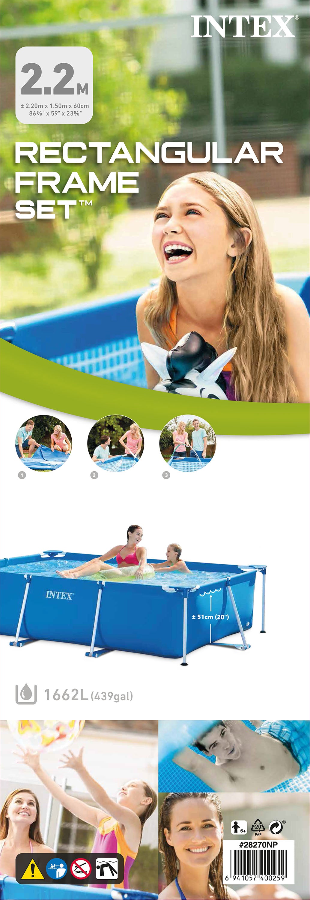 Piscina Estructural Intex Estructura Rectangular (220 x 150 x 60 cm) - 28270NP