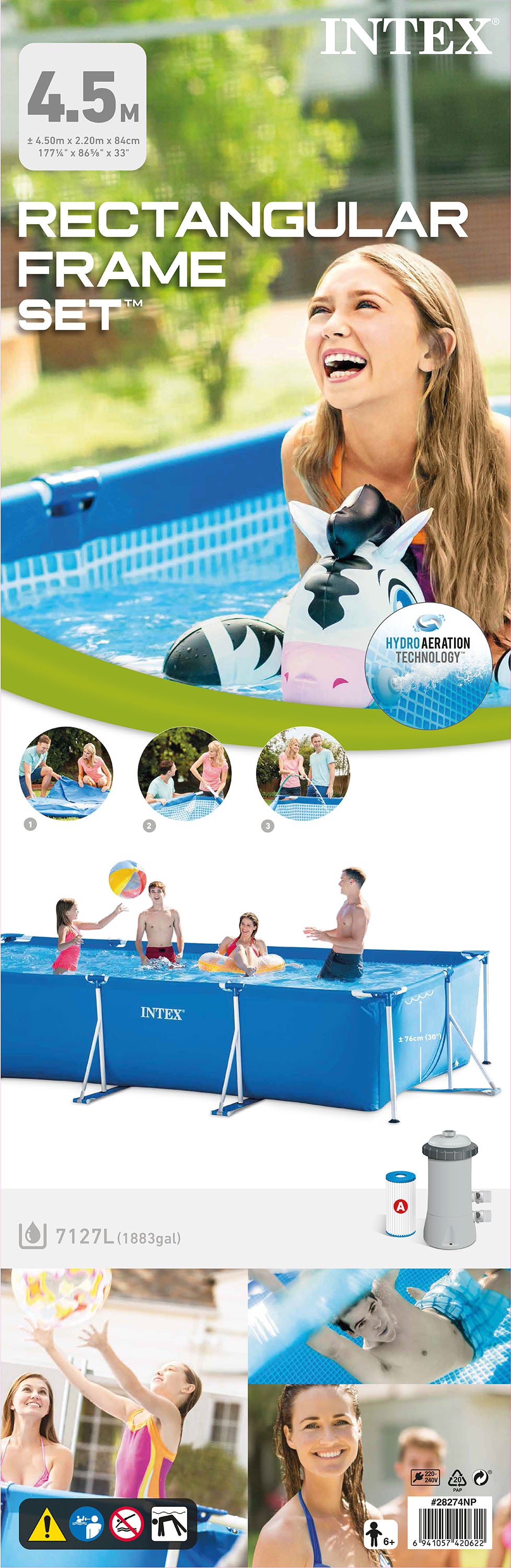Piscina Estructural Intex Estructura Rectangular (450 x 220 x 84 cm) - 28274NP