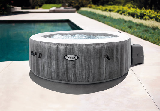Spa Inflable Intex Spa Puro de Madera Gris de Lujo para 4 Personas (196 x 71 cm) - 28440