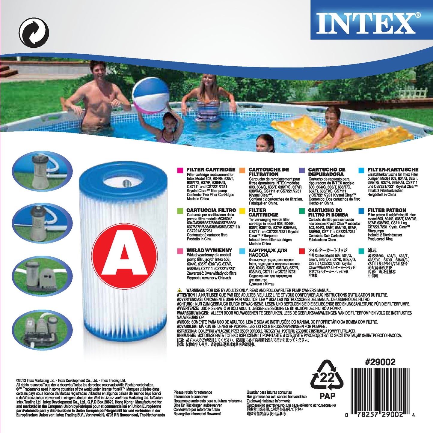 Pack De 2 Cartuchos De Filtro Intex Tipo A