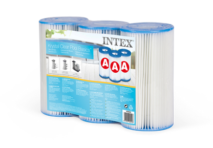 Paquete de 3 Cartuchos de Filtro Tipo A Intex para Bombas de Filtración - 29003