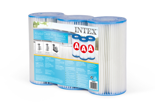 Paquete de 3 Cartuchos de Filtro Tipo A Intex para Bombas de Filtración - 29003