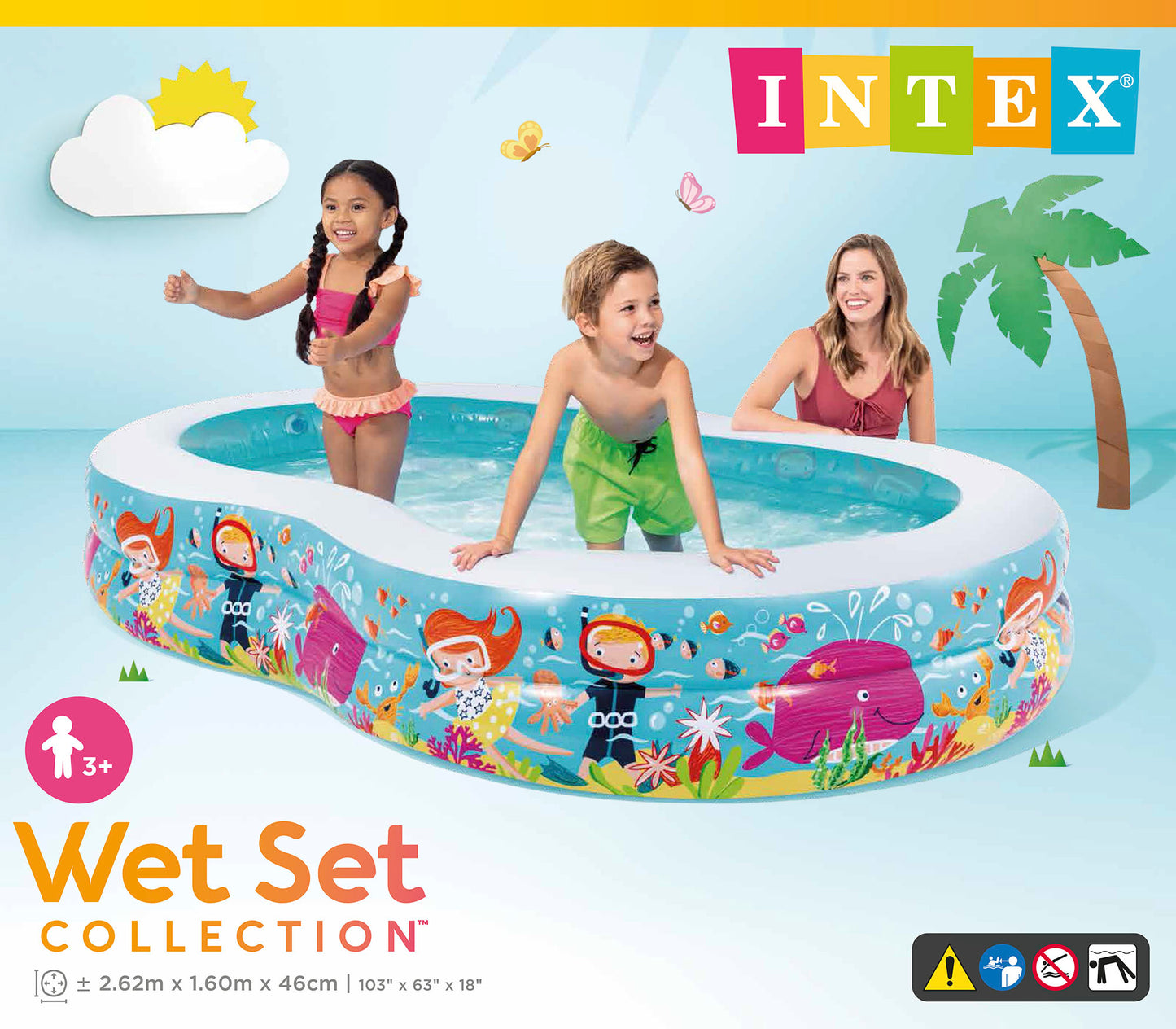 PISCINA INFLABLE 2.62m x 1.60m x 46cm