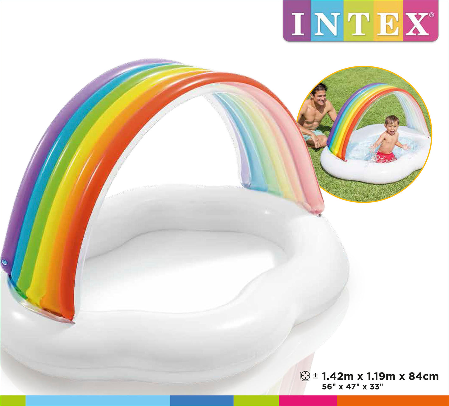 Piscina Inflable para Bebé Intex Nube con Arcoíris y Techo (142 x 119 x 84 cm) - 57141NP