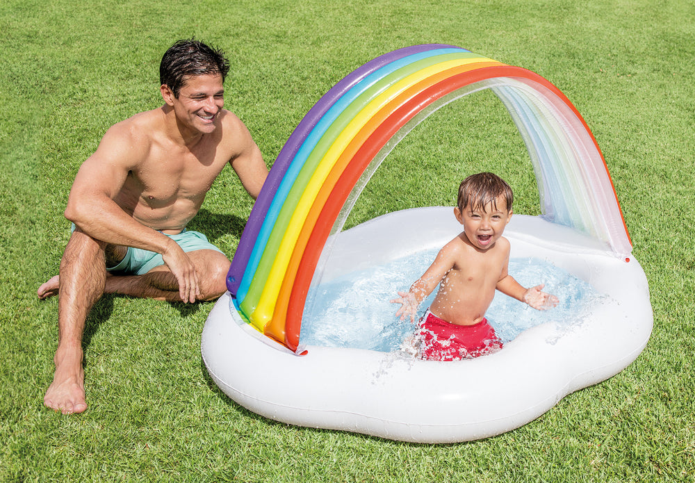 Piscina Inflable para Bebé Intex Nube con Arcoíris y Techo (142 x 119 x 84 cm) - 57141NP