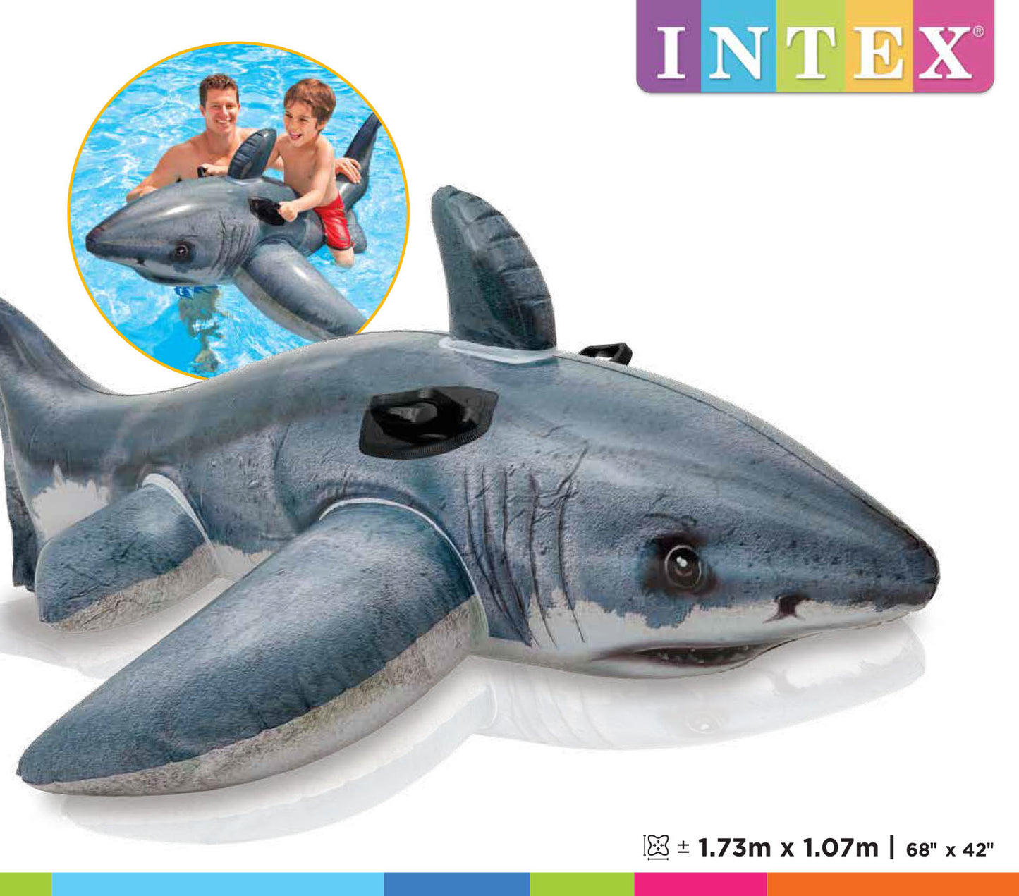 Inflable Montable Intex Tiburón Blanco Realista (173 x 107 cm) - 57525NP