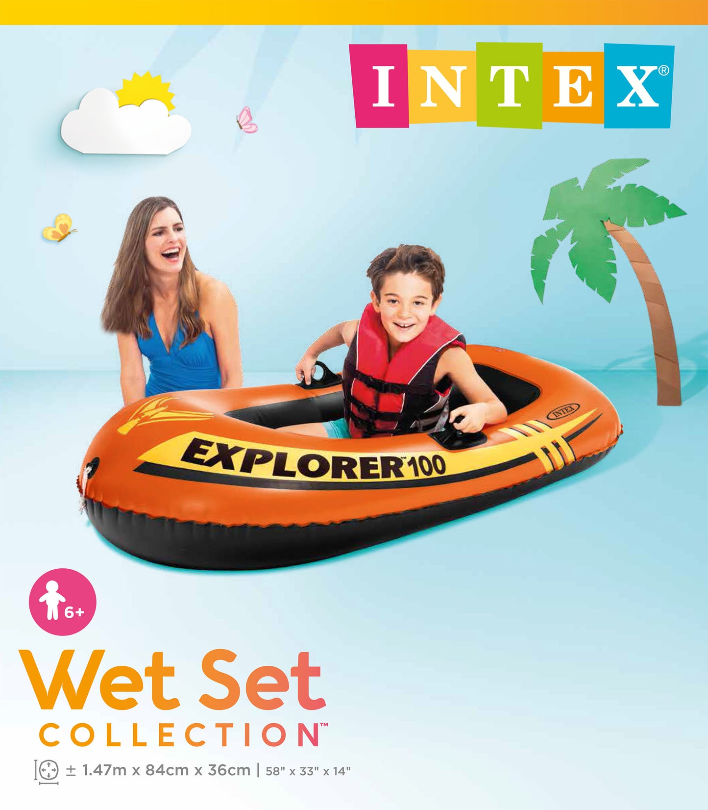 Bote Inflable Intex Explorador 100 para Niños (147 x 84 x 36 cm) - 58329NP