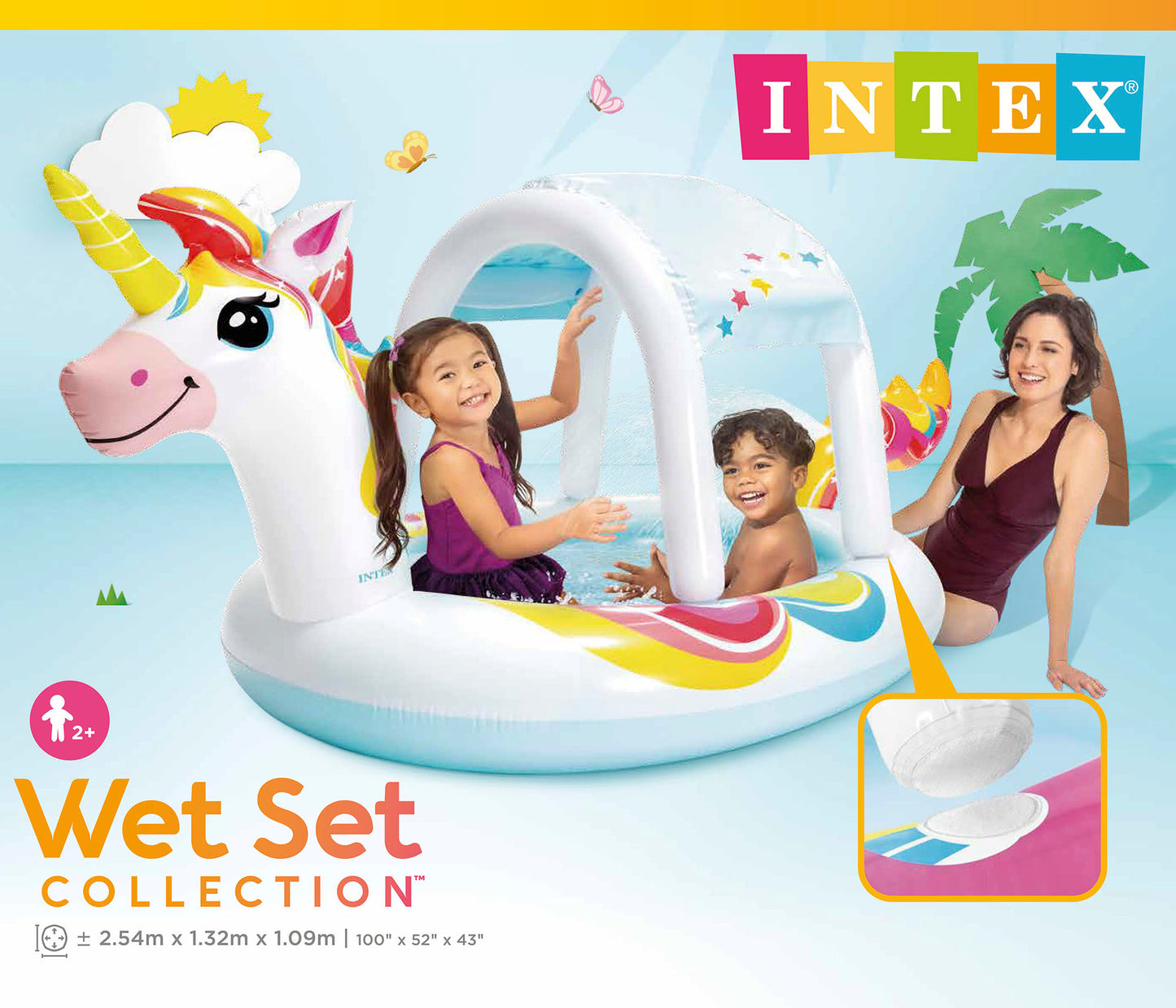 Piscina Inflable Intex Unicornio con Techo para Niños (254 x 132 x 109 cm) - 58435NP