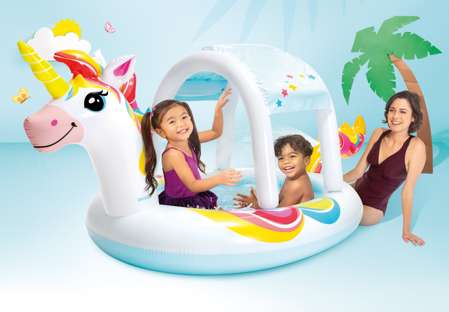 Piscina Inflable Intex Unicornio con Techo para Niños (254 x 132 x 109 cm) - 58435NP