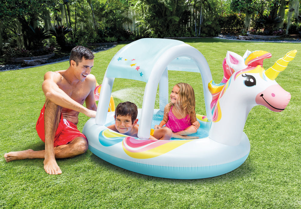 Piscina Inflable Intex Unicornio con Techo para Niños (254 x 132 x 109 cm) - 58435NP