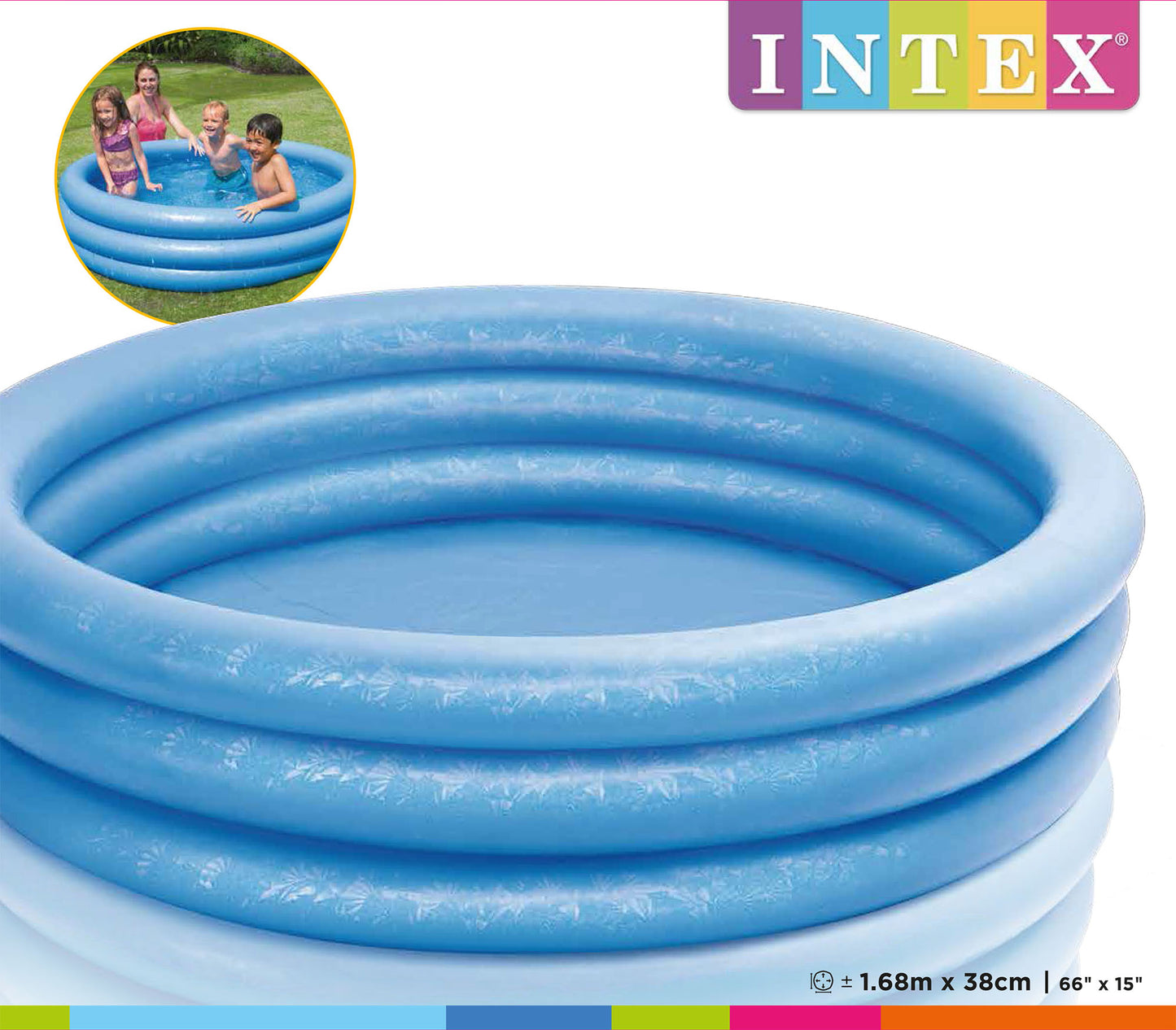 Piscina Inflable Circular Intex Azul Cristalino para Niños (168 x 38 cm) - 58446NP