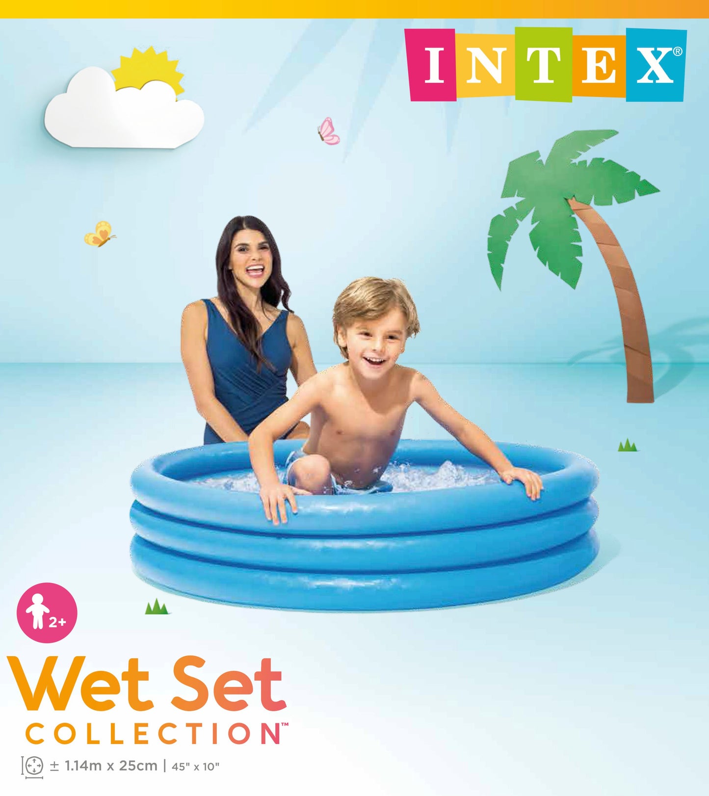 Piscina Inflable Circular Intex Azul Cristalino para Niños (114 x 25 cm) - 59416NP