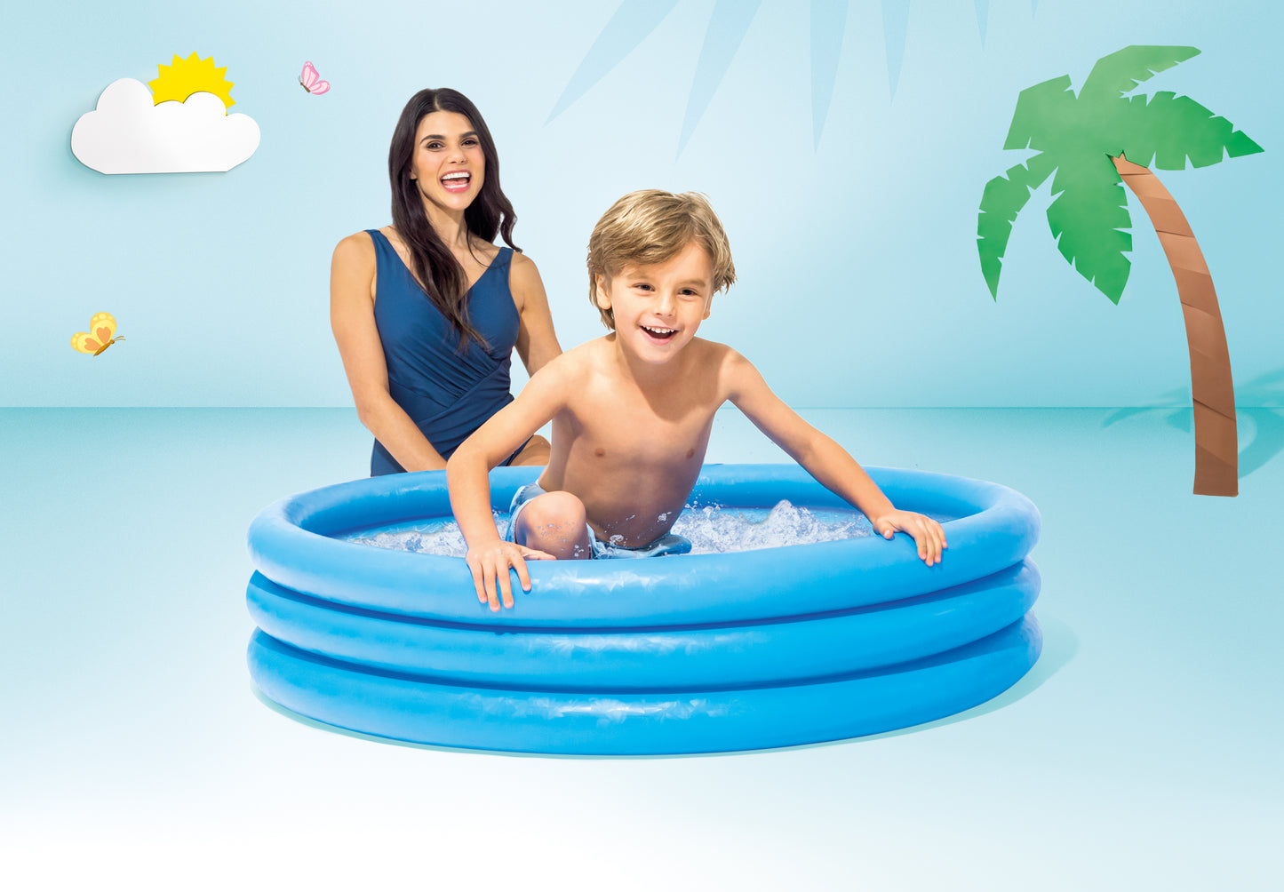 Piscina Inflable Circular Intex Azul Cristalino para Niños (114 x 25 cm) - 59416NP