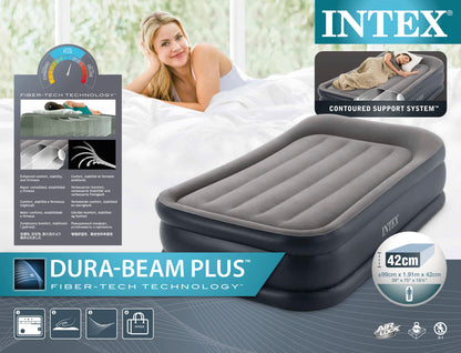 Colchón Inflable Intex Descanso con Almohada de Lujo con Tecnología de Fibra para 1 Persona (99 x 191 x 42 cm) - 64132NP